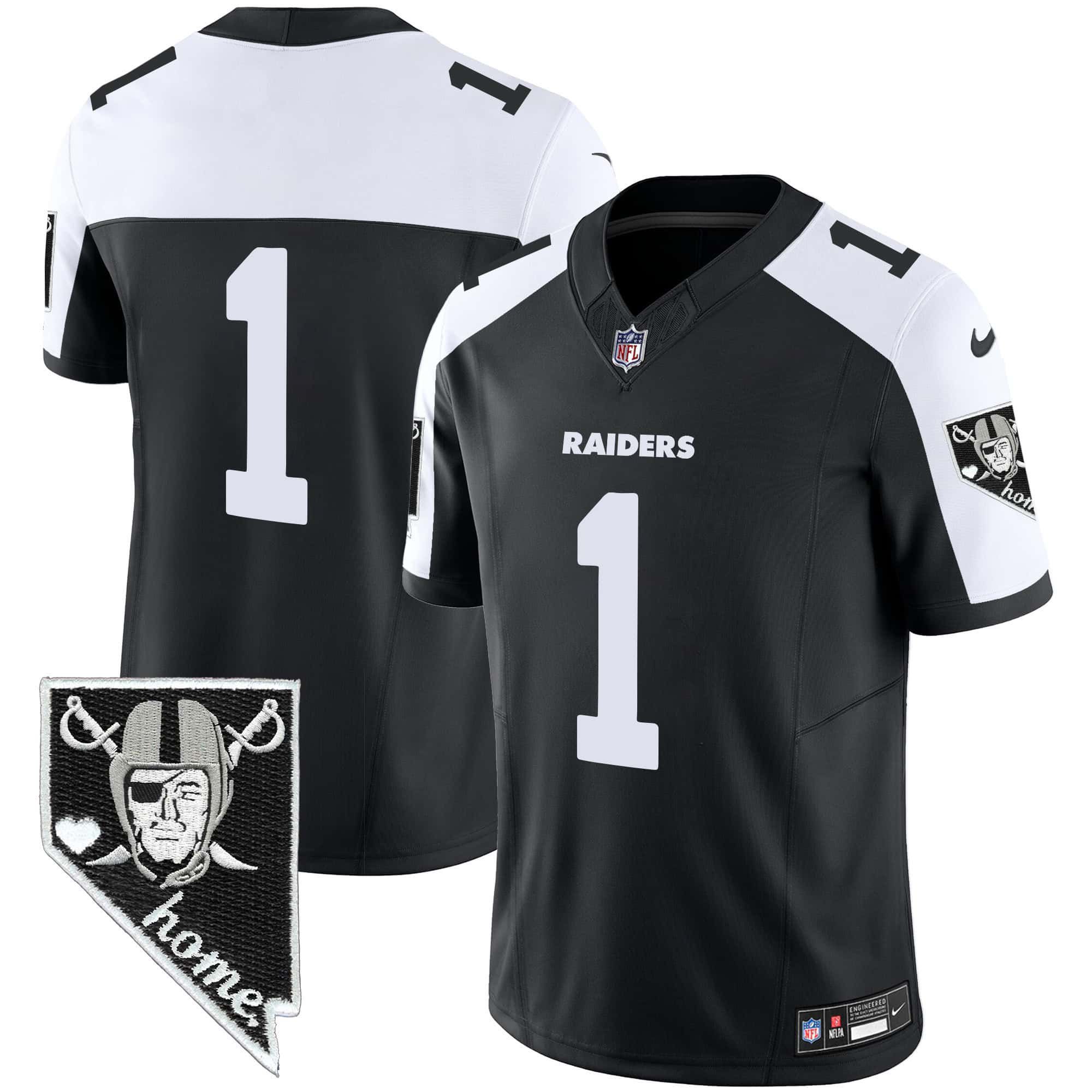 Men Oakland Raiders #1 No Name Black 2024 Nike Nevada Home Patch Vapor NFL Jersey->indianapolis colts->NFL Jersey